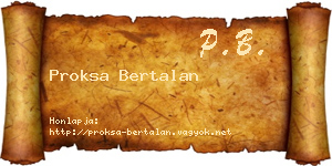 Proksa Bertalan névjegykártya
